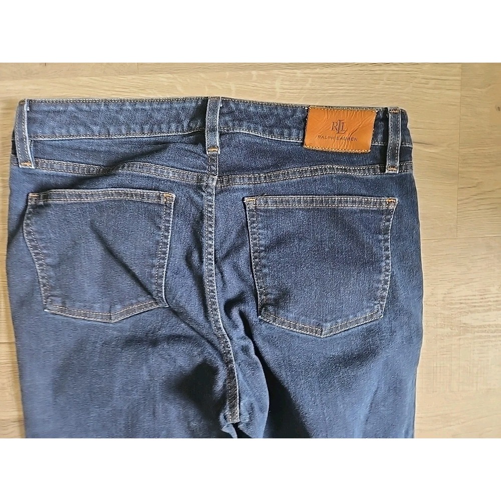 Lauren Ralph Lauren Women's Black Label Fray Hem Denim Jeans Sz 10 Straight Leg - Picture 7 of 8